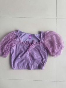 Purple Polka Dot Puff Sleeve Top