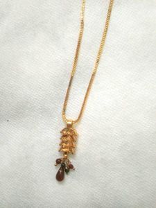 golden chain with ruby pendent