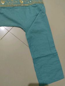 Turquoise Kurta with Elephant Embroidery