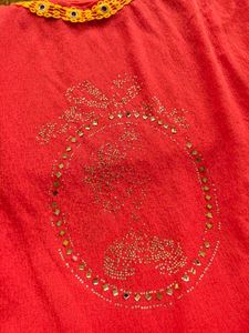 Red Embellished Woman Top