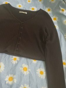 Comfortable Brown Button-Up Top
