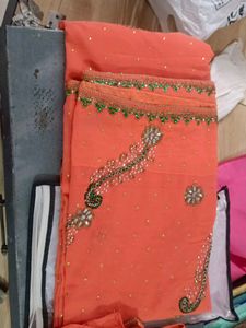Heavy Moti Work Peacock Design Saree