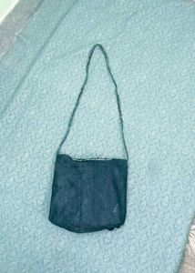 Denim Crossbody Bag with Floral Applique
