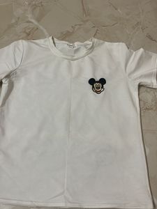 White Mickey Mouse Graphic T-Shirt