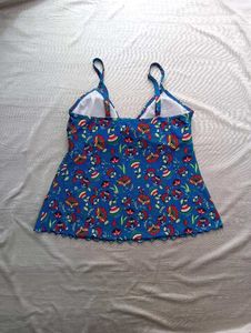 Blue Floral Print Bikini Top