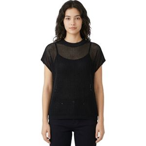 Black Mesh Knit Top