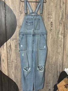 Distressed Denim Overalls