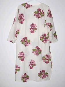 Floral Print cotton V-Neck Kurta