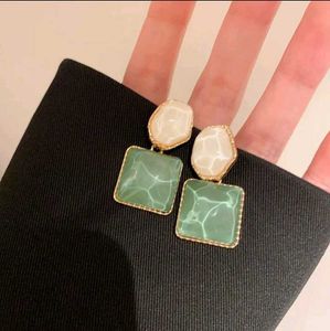 Green Stone Drop Earrings
