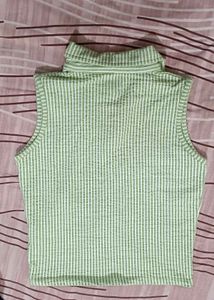 Striped Sleeveless Collared Top