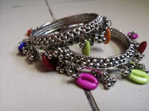 Multicolour Charm Bangles - Silver Tone