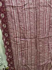 Embroidered Pink Floral Kurta with leggy and dupat