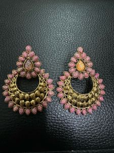 Chandbali Pink Earrings