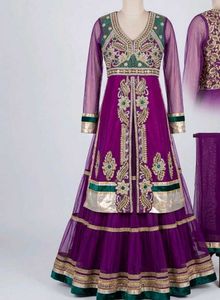 5 pieces readymade set stone work Purple Lehenga l