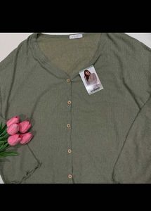 Olive Green Button-Up Cardigan