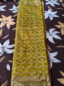 Elegant Mustard Bandhani Saree