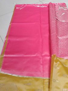 Elegant light yellow pink saree...