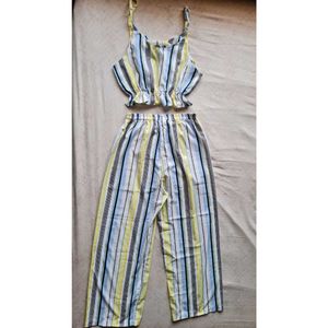 Striped Crop Top & Pants Set