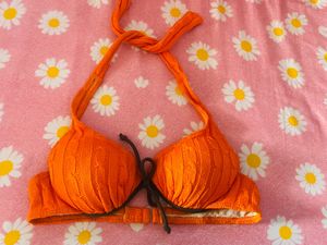 Bright Orange Knitted Bikini Top