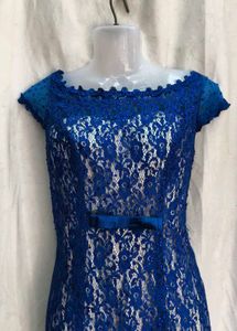 Elegant Royal Blue Lace Gown