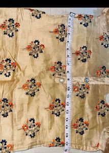 Beautiful Beige Kurta with Blue Tassels