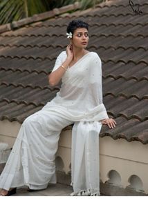 Suta Original Sequin White Saree