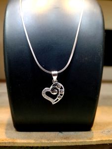 Heart Shape Chain Pandent Pure Silver 925