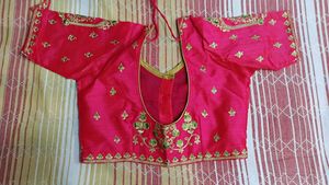 Beautiful green saree and pink blouse