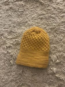 Yellow Beanie with Flower Detail