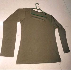 Olive Green Long Sleeve Top
