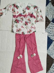 Floral Print Kurta Set with Flared Pants