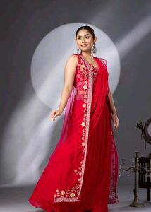 Embroidered Rose pink three piece dress