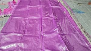 heavy purple sari with blouse and petticot
