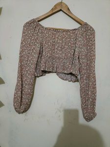 Floral Off-Shoulder Smocked Crop Top