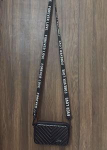 Black Crossbody Bag with "Forever Love" Strap