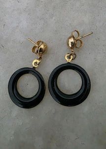Chic Black Hoop Dangle Earrings