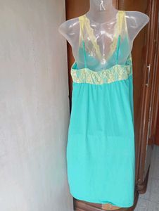 Comfortable Teal Nightgown with Lace