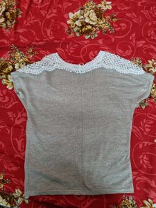 Embellished Crochet Collar Top