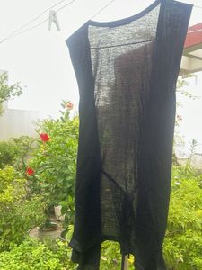 Black Studded Sleeveless Cardigan