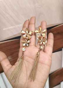 Elegant Gold Tassel Flower Earrings