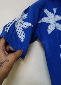 Blue Palm Tree Print Shirt