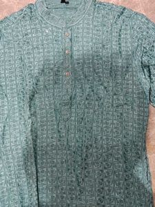 Teal Embroidered Kurta