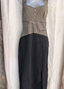 Chic Striped &amp; Black Maxi Dress
