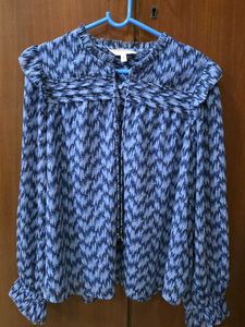 Marks & Spencer-Per Una Blue Patterned Top