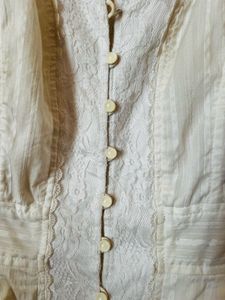 Cream Button-Up Peplum Top