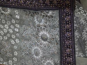 Elegant Grey Embroidered Saree