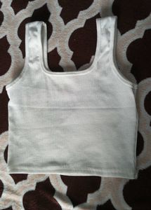 White Ribbed Tank Top