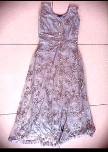 Elegant Grey Embroidered Dress