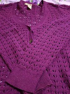 Purple Cropped Cardigan