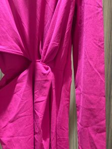 Rosy Pink Dress With A Knotted Front Detailing